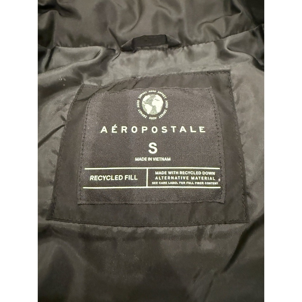 Aeropostale Black Quilted Heavyweight Puffer Vest Full Zip Size Small - Picture 4 of 13